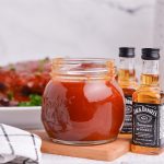 straight on shot of bbq sauce with jack daniels