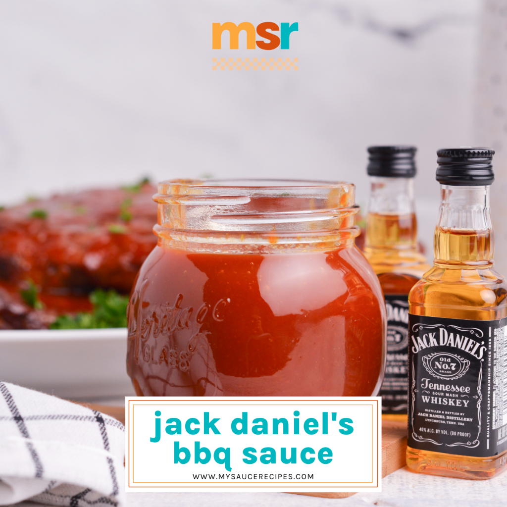 jar of jack daniels bbq sauce with text overlay for facebook