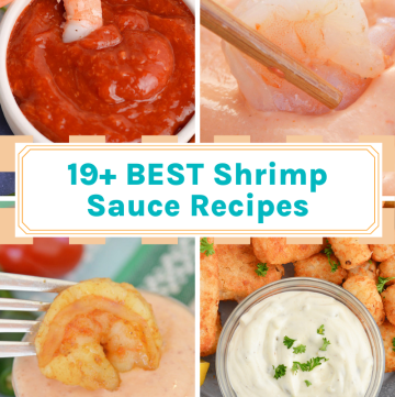 collage of shrimp sauce recipes