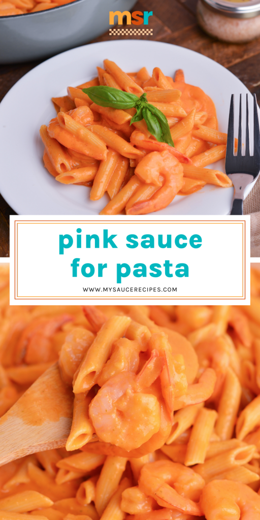 collage of pink sauce for pasta for pinterest