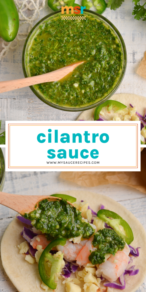collage of cilantro sauce for pinterest
