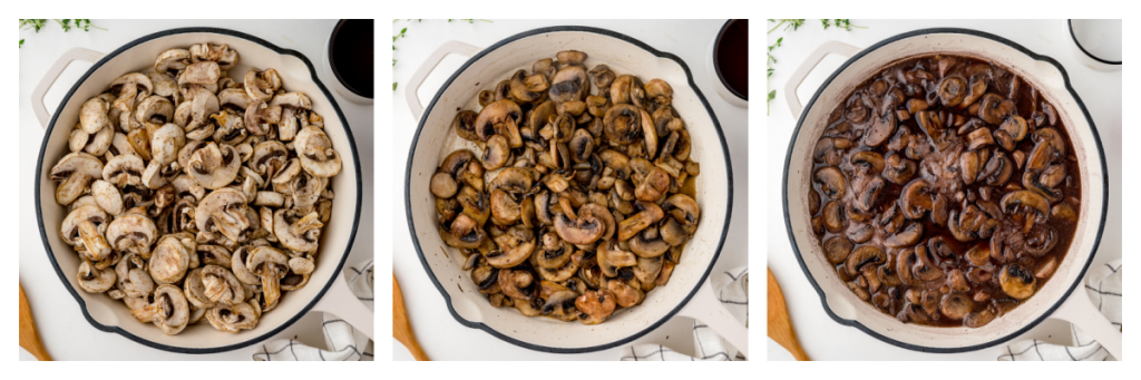 collage of how to make mushroom sauce