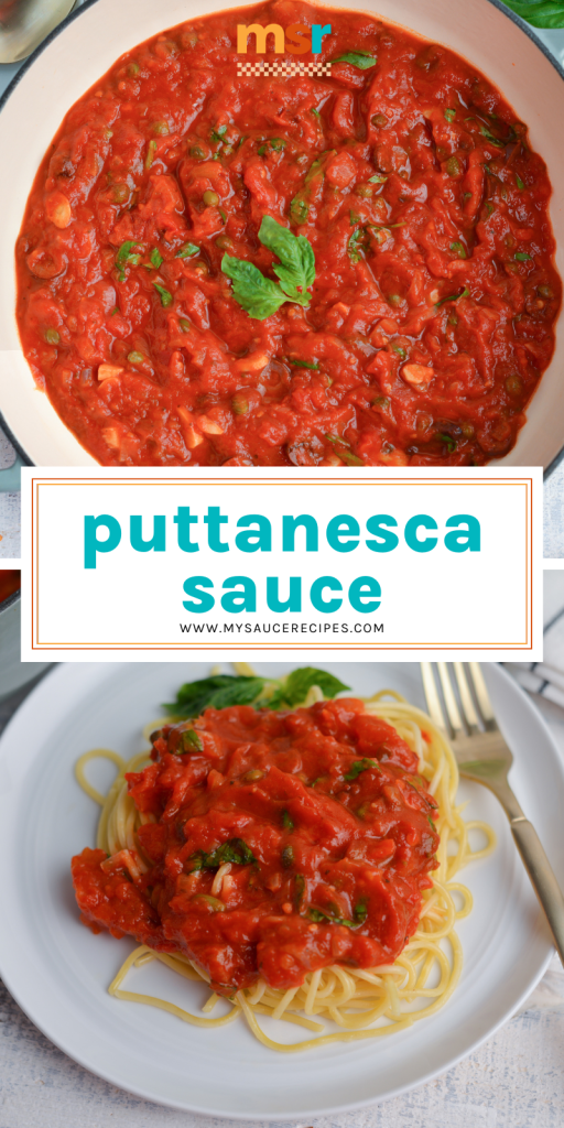 collage of puttanesca sauce for pinterest
