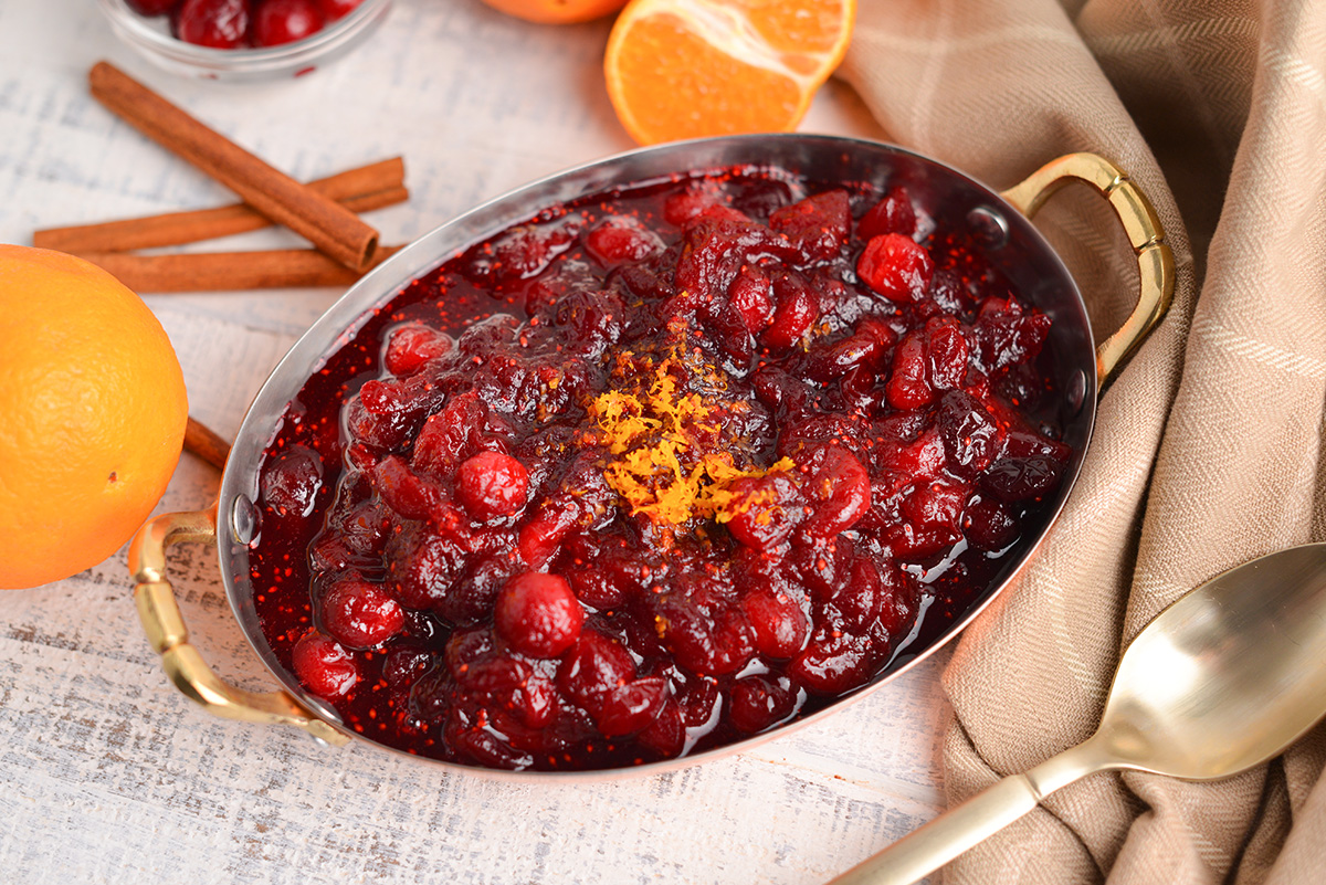 angled shot of cranberry orange sauce