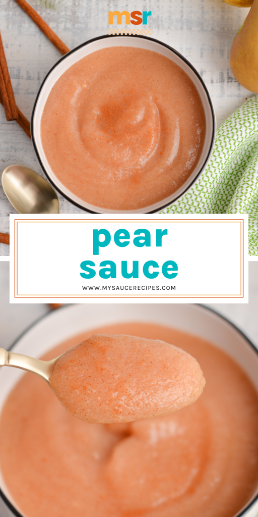 collage of pear sauce for pinteresrt