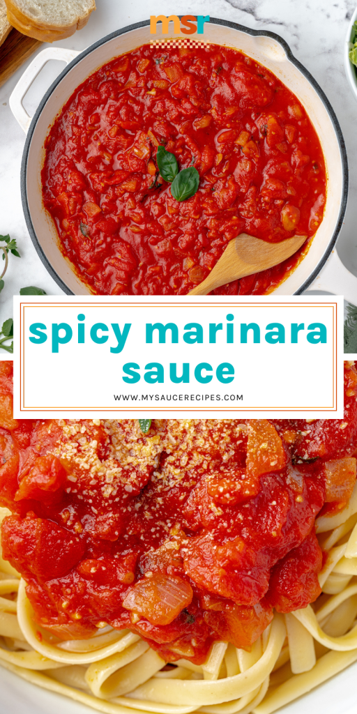 collage of spicy marinara sauce for pinterest