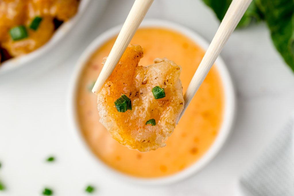 shrimp in chopsticks