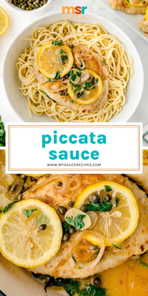 collage of piccata sauce for pinterest