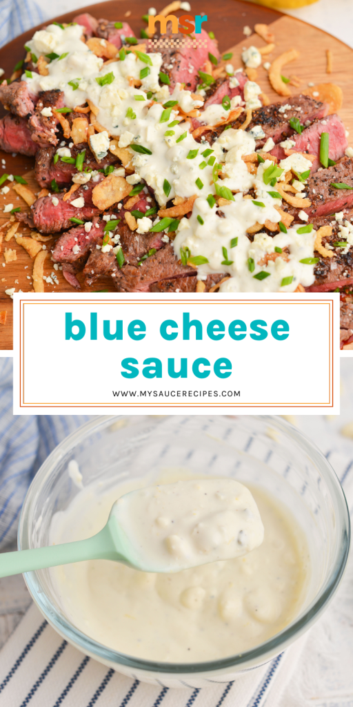 collage of blue cheese sauce for pinterest