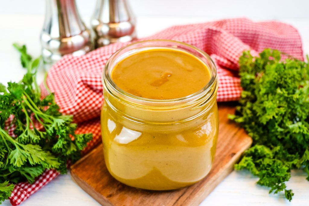 jar of golden bbq sauce