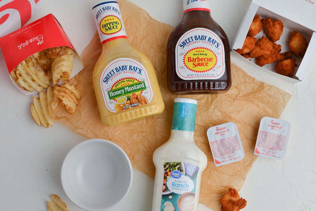 overhead shot of chick-fil-a sauce ingredients