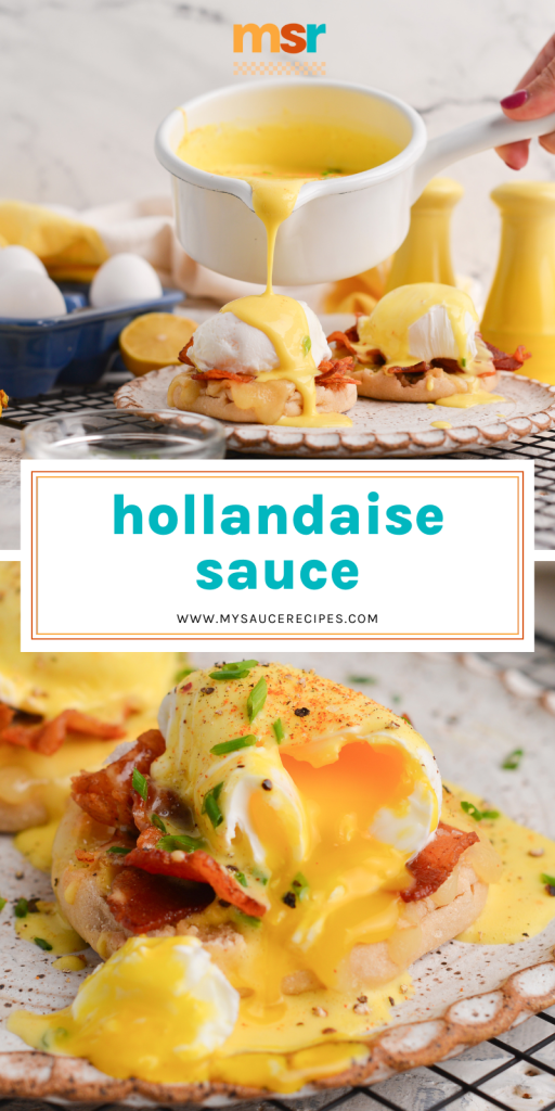 collage of hollandaise sauce for pinterest