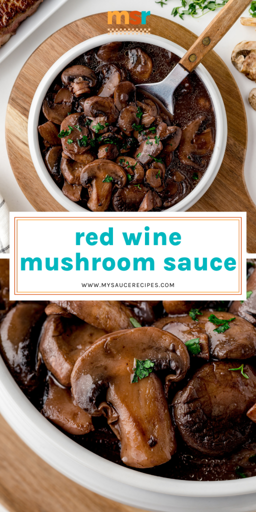 collage of red wine mushroom sauce for pinterest