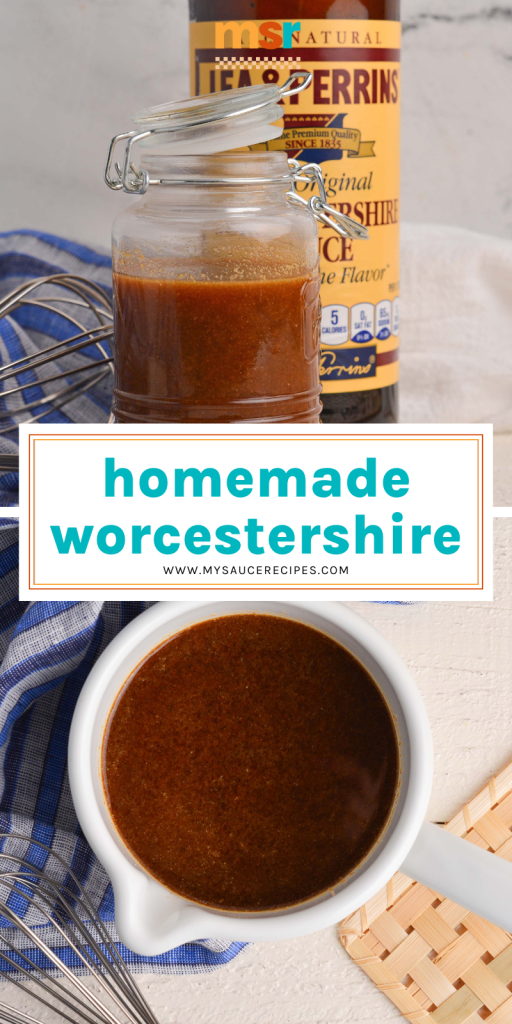 collage of homemade worcestershire sauce for pinterest