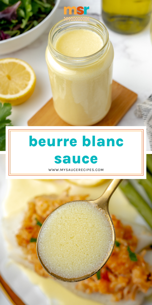 collage of beurre blanc sauce for pinterest