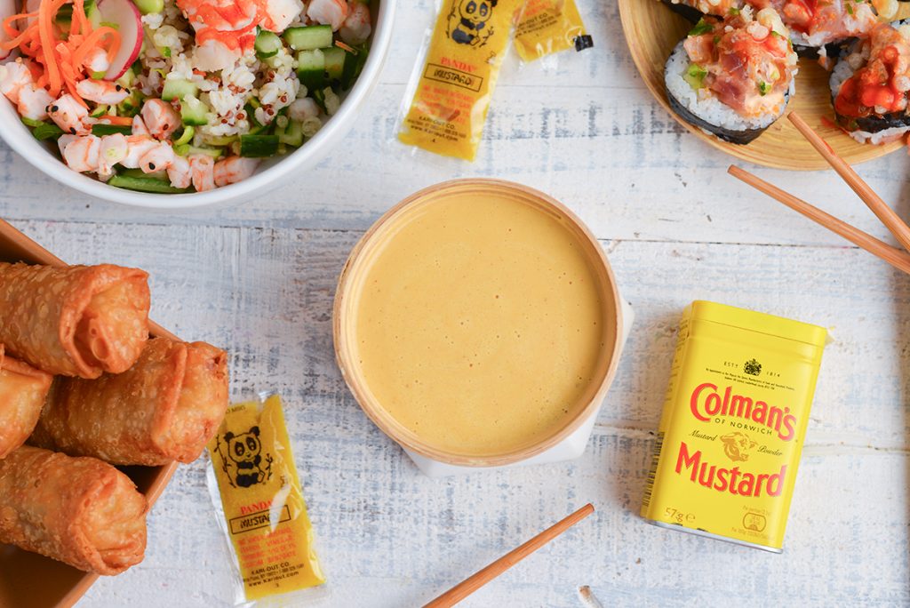 overhead shot of bowl of chinese hot mustard