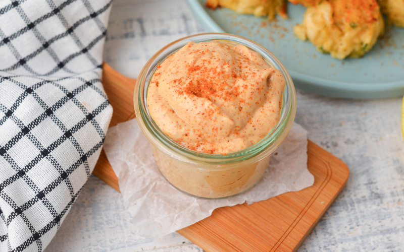 angled shot of jar of easy remoulade sauce