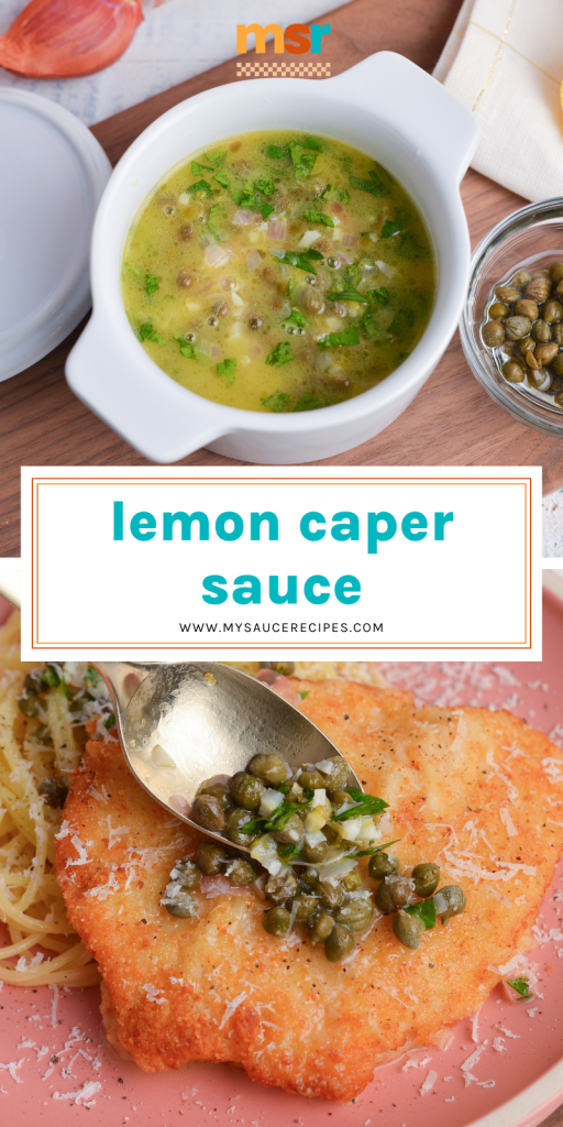 collage of lemon caper sauce for pinterest