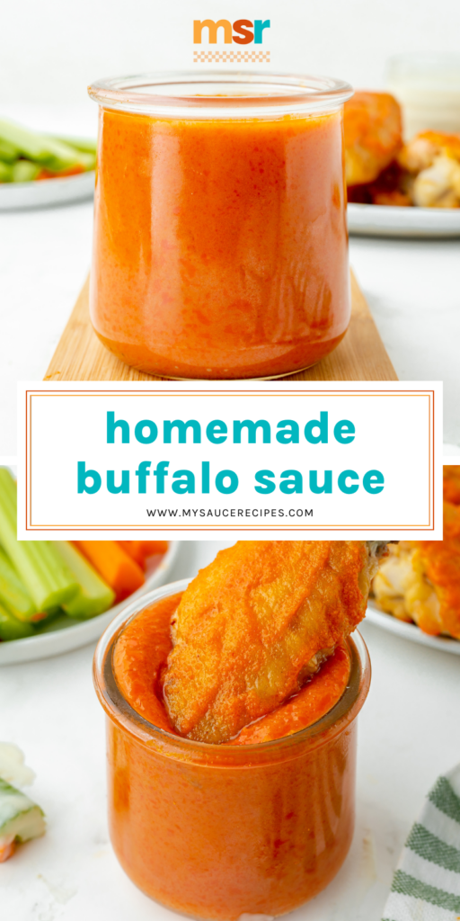 collage of homemade buffalo sauce