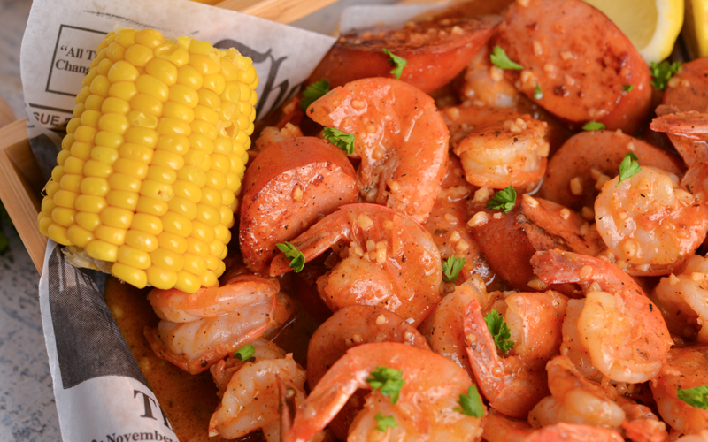 cob of corn in shrimp bowl