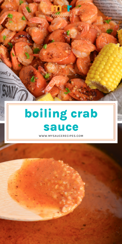 collage of boiling crab sauce