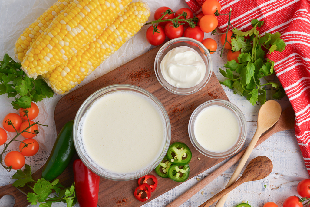 overhead shot of crema mexicana ingredients