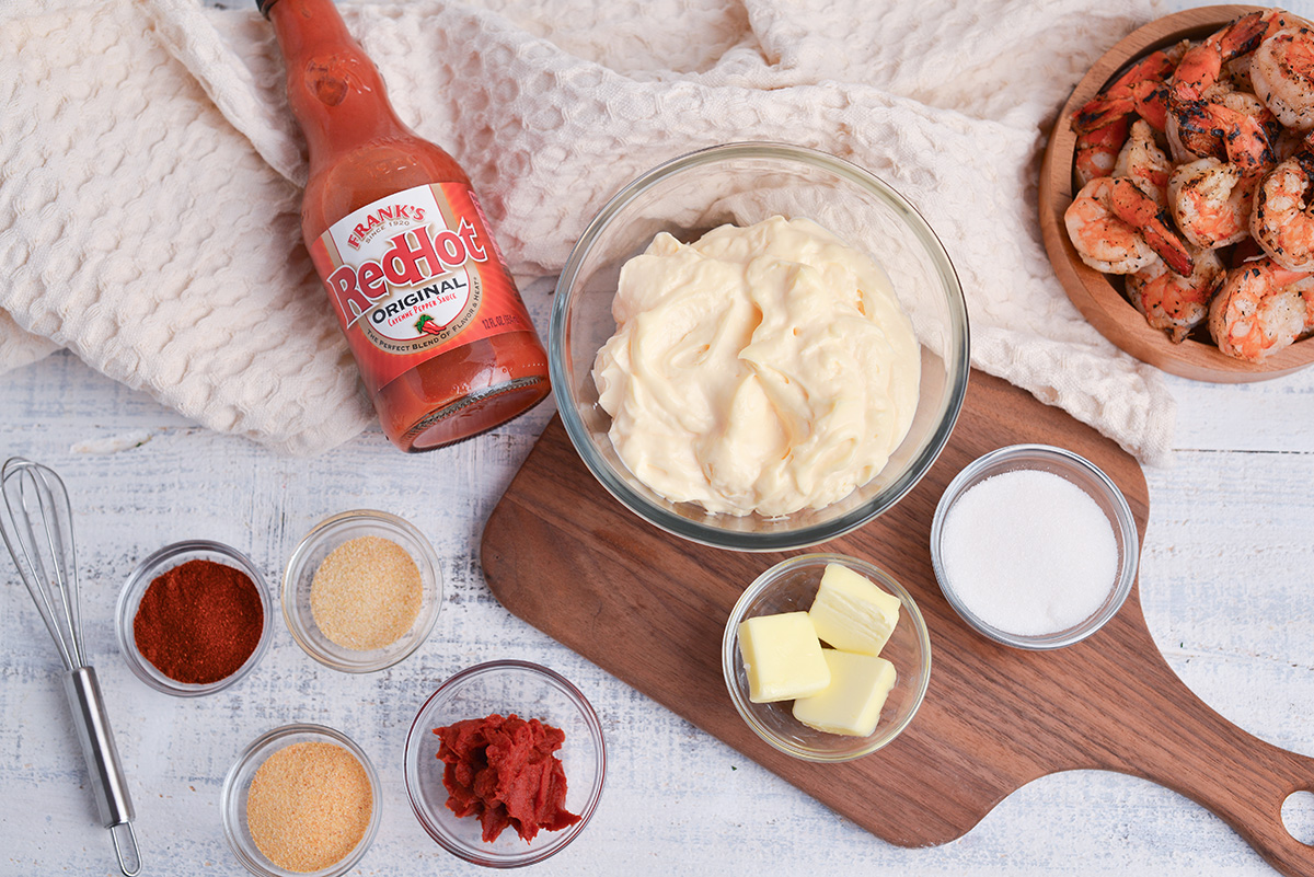 overhead shot of yum yum sauce ingredients