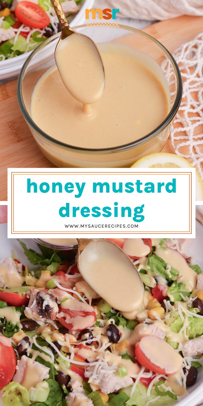 collage of honey mustard dressing