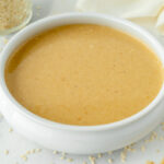 angled shot of bowl of tahini