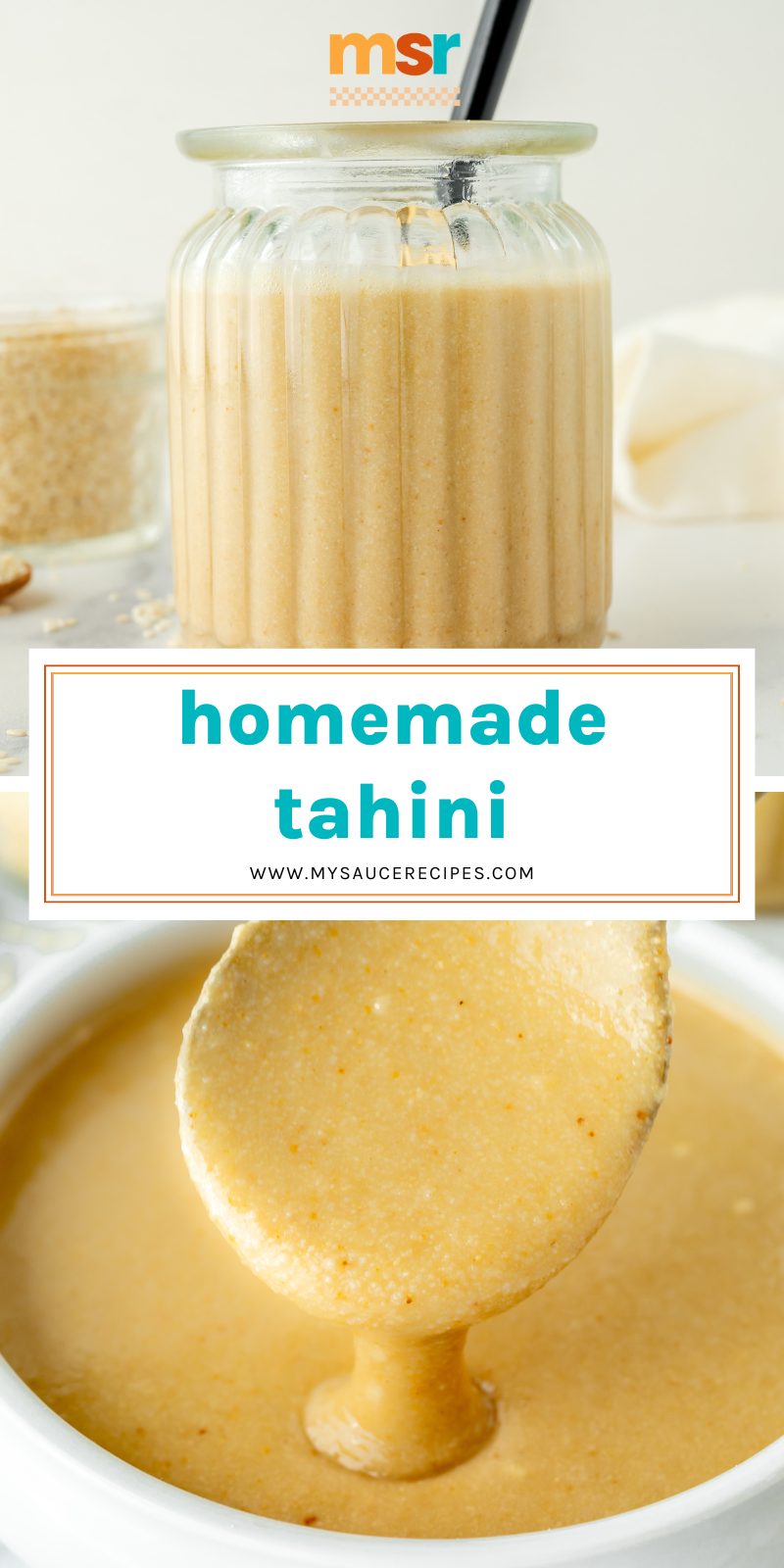 collage of tahini sauce