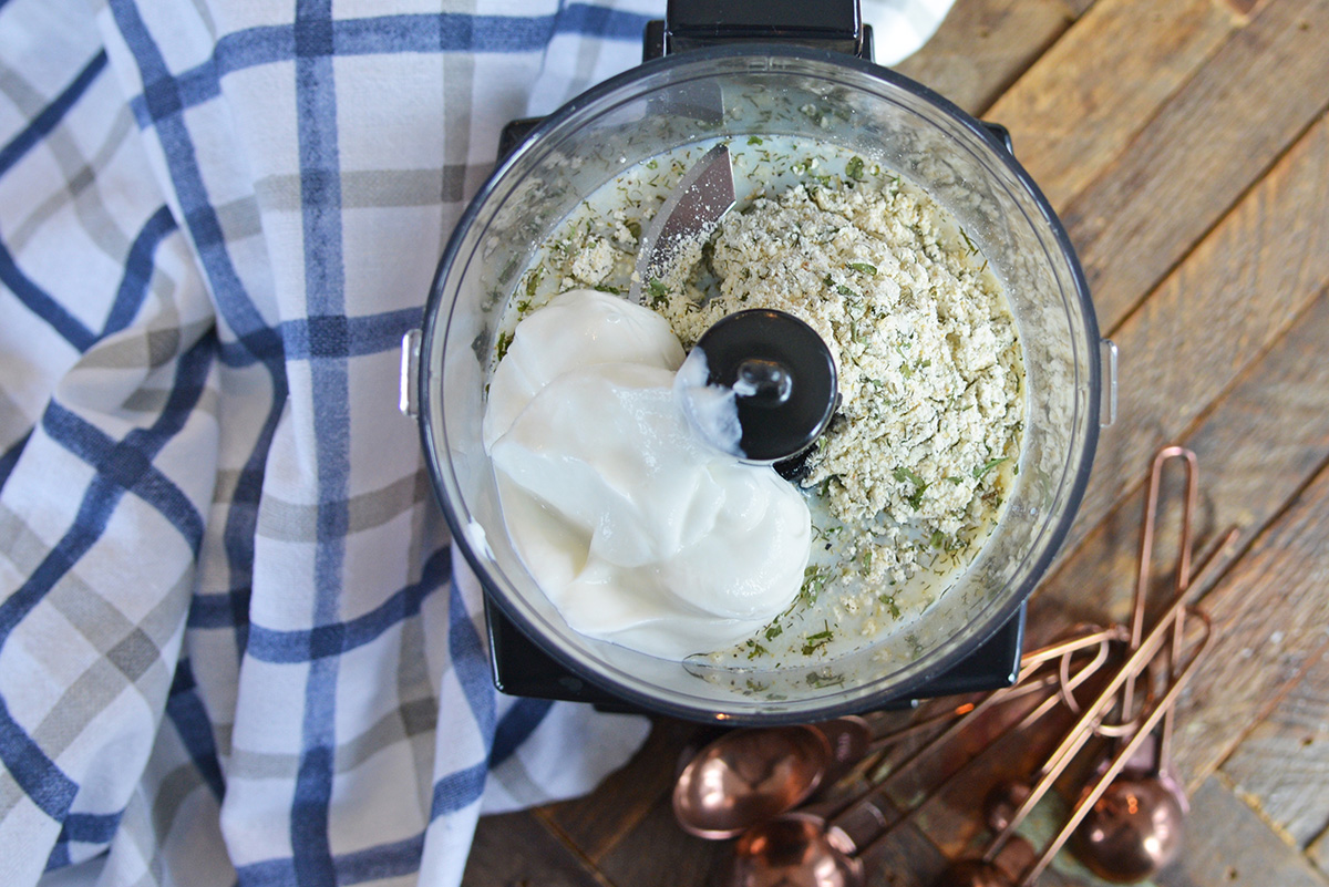 homemade ranch dressing ingredients in food processor