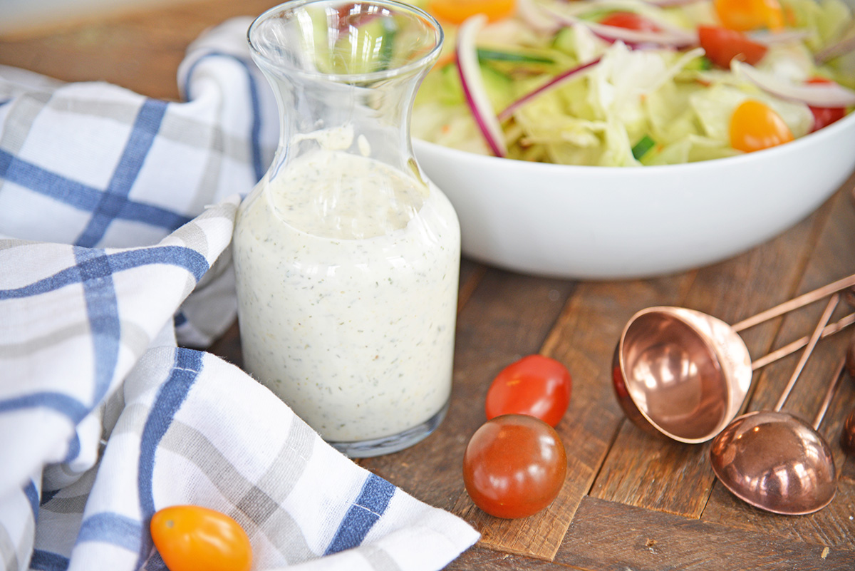 angled shot of homemade ranch in jar