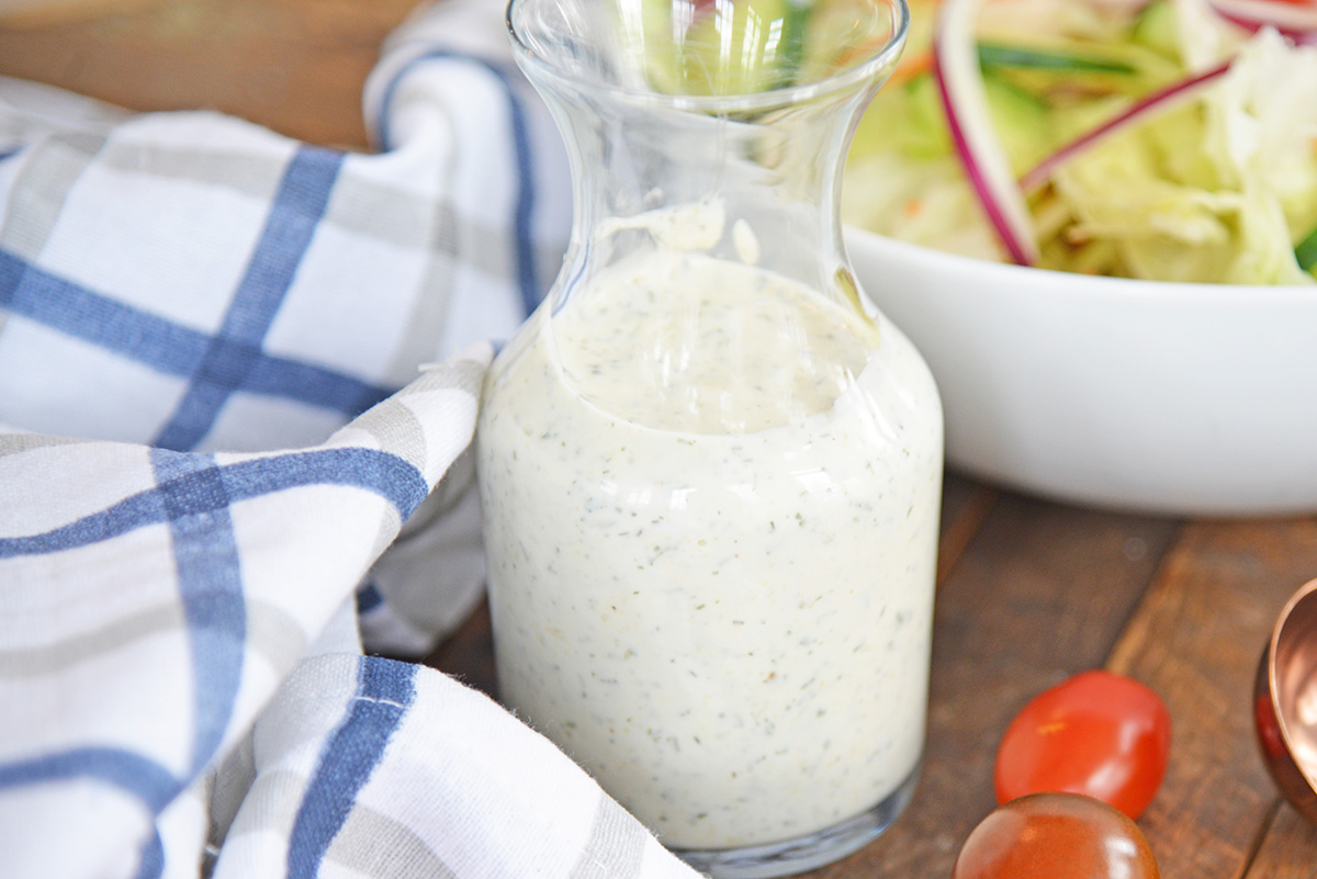 close up of jar of ranch dressing