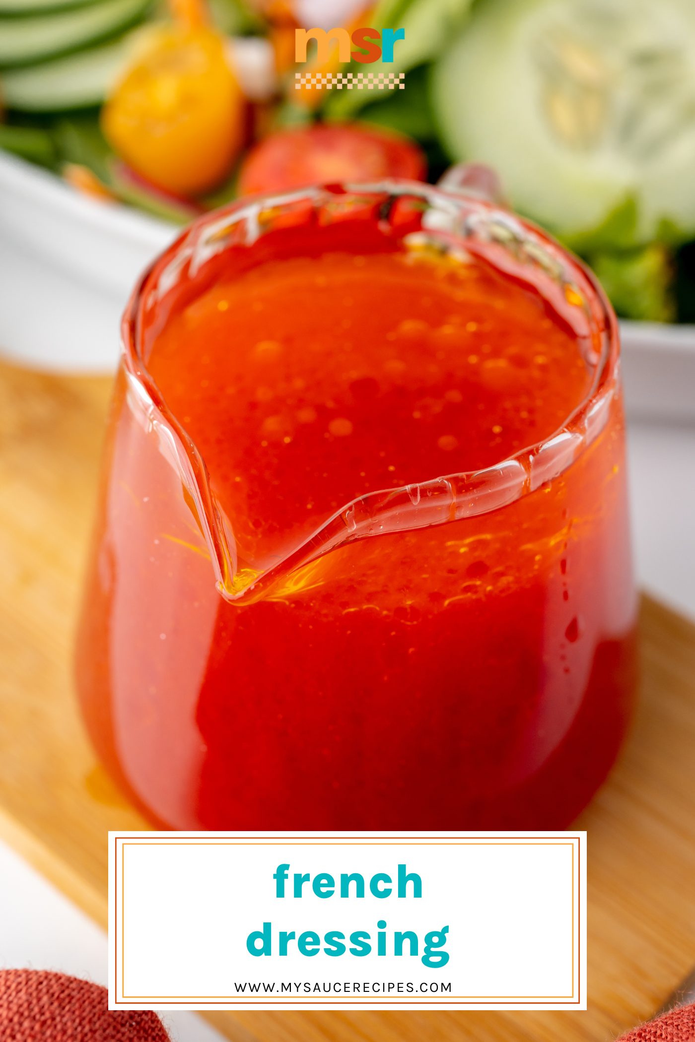 angled shot of jar of french dressing with text overlay