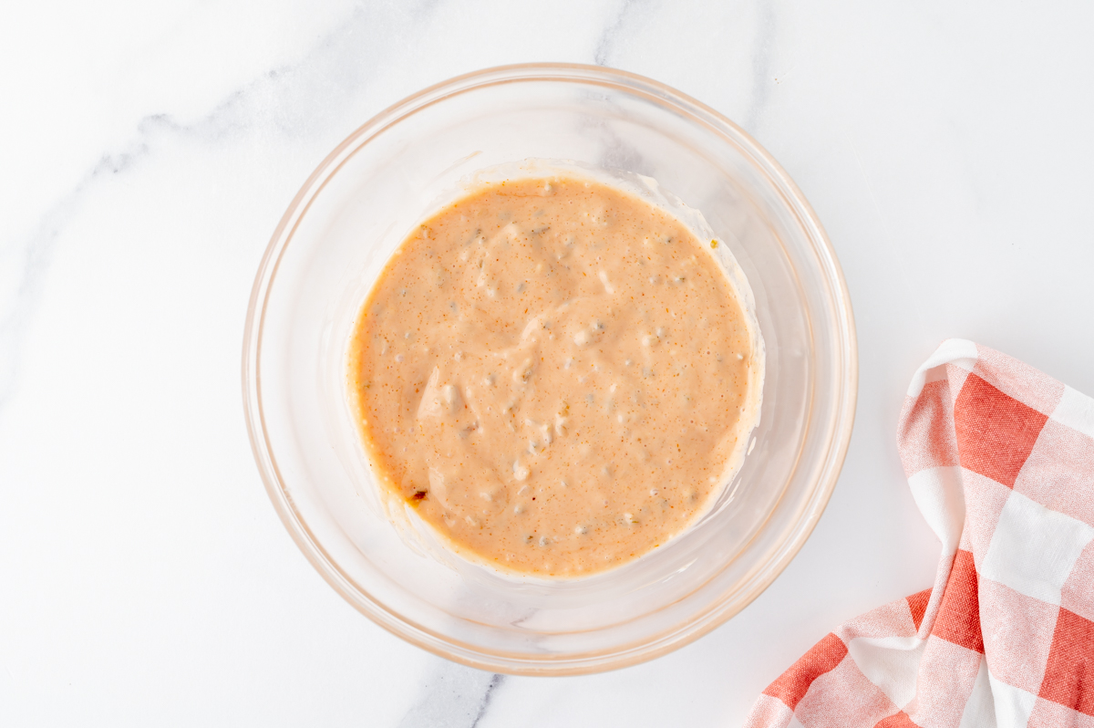 dressing ingredients mixed in bowl