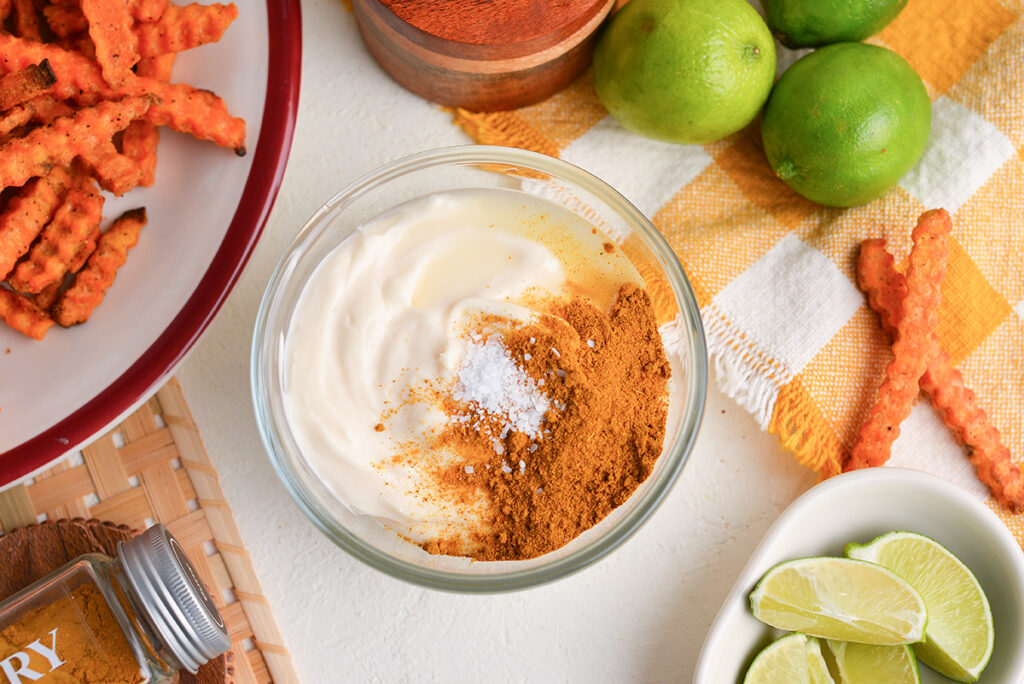 curry mayo ingredients in bowl