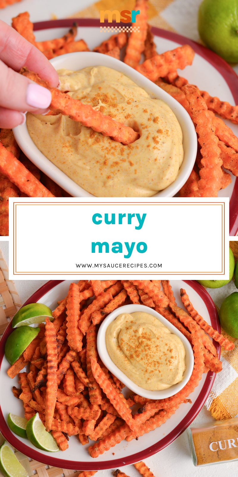 collage of curry mayo