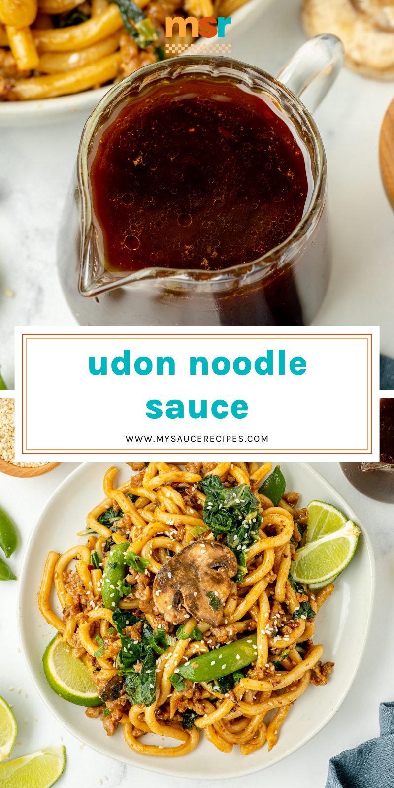 collage of udon noodle sauce