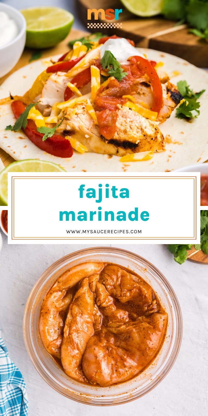 collage of fajita marinade