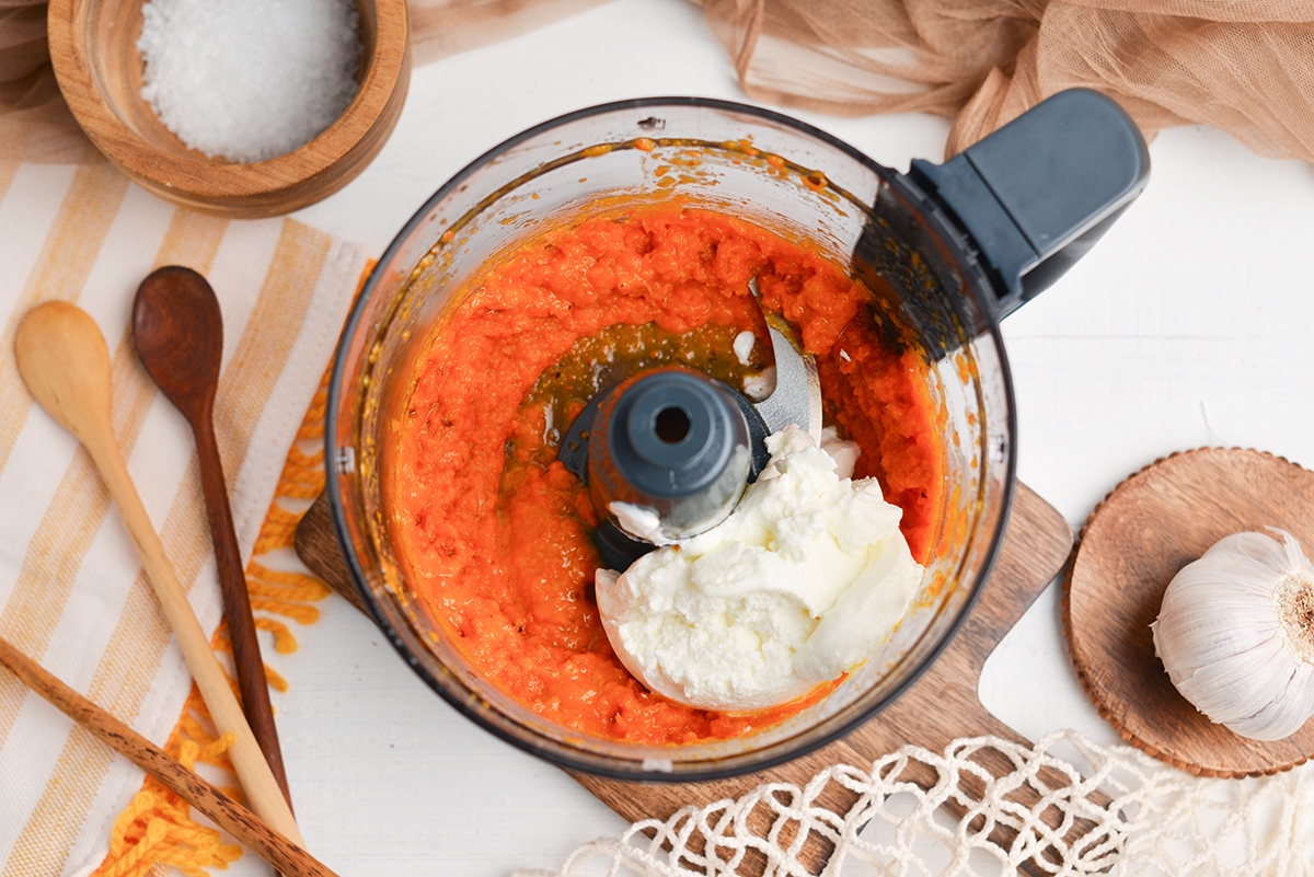 dressing ingredients in food processor