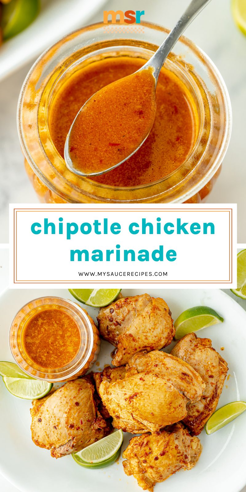 collage of chipotle chicken marinade
