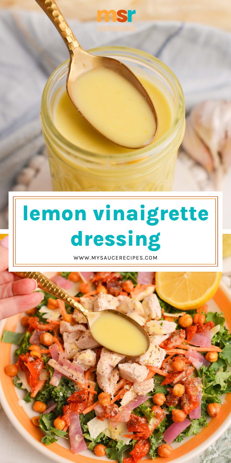 collage of lemon vinaigrette dressing