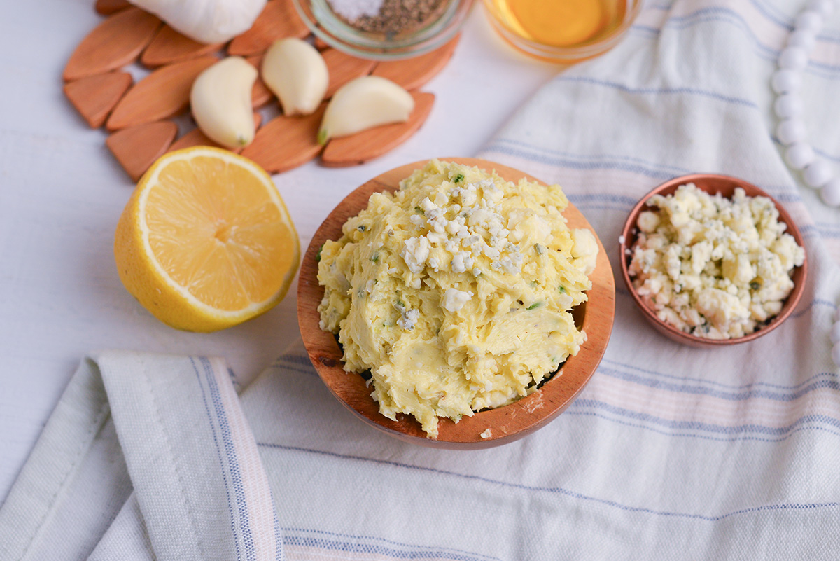 blue cheese herb butter for chicken and vegetables