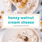 collage of honey walnut cream cheese