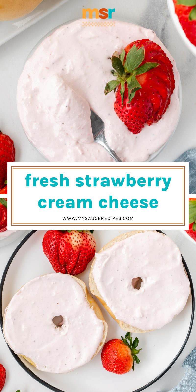 collage of strawberry cream cheese