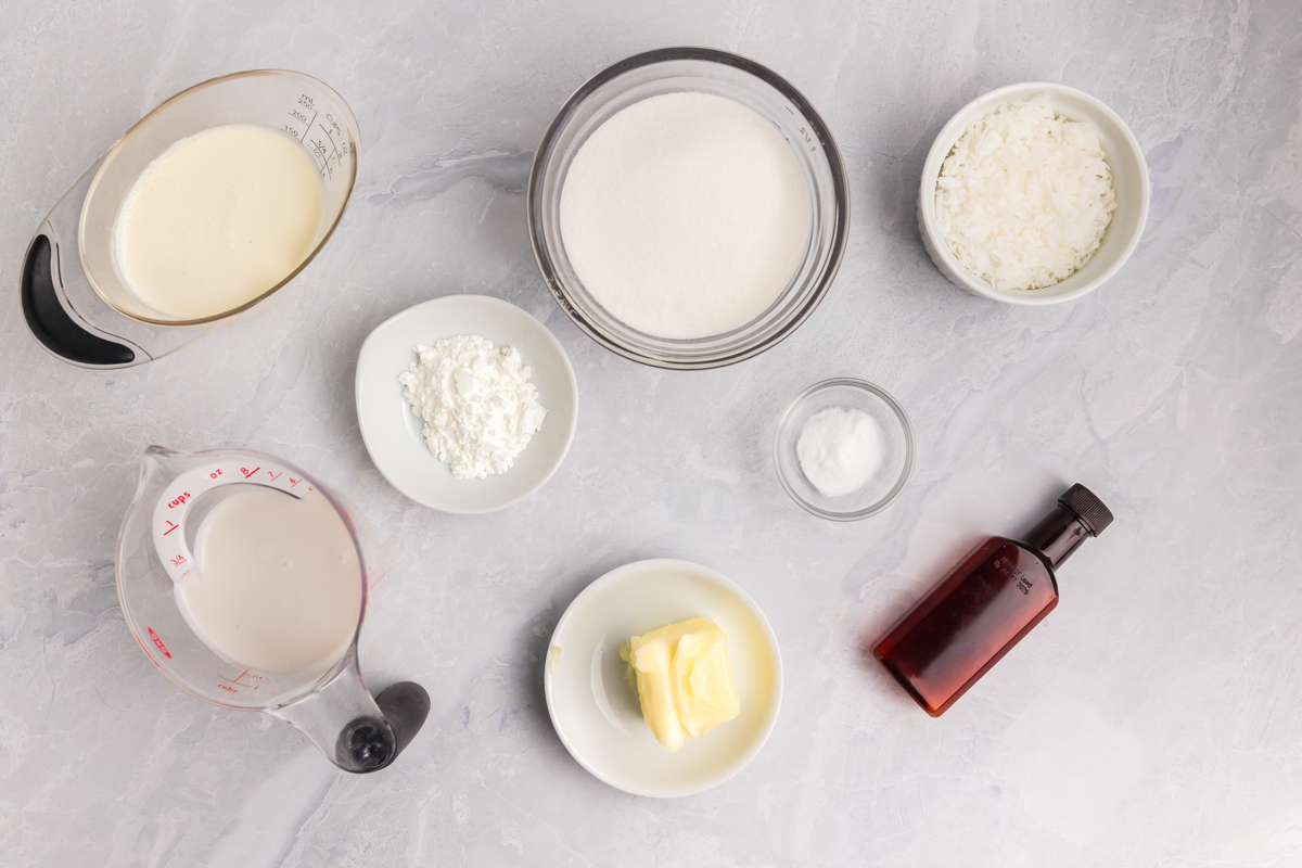overhead shot of coconut sauce ingredients