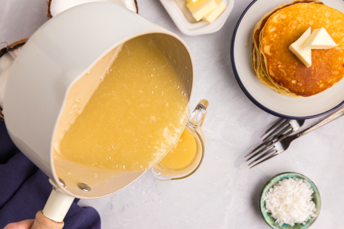 Creamy coconut syrup served warm for brunch