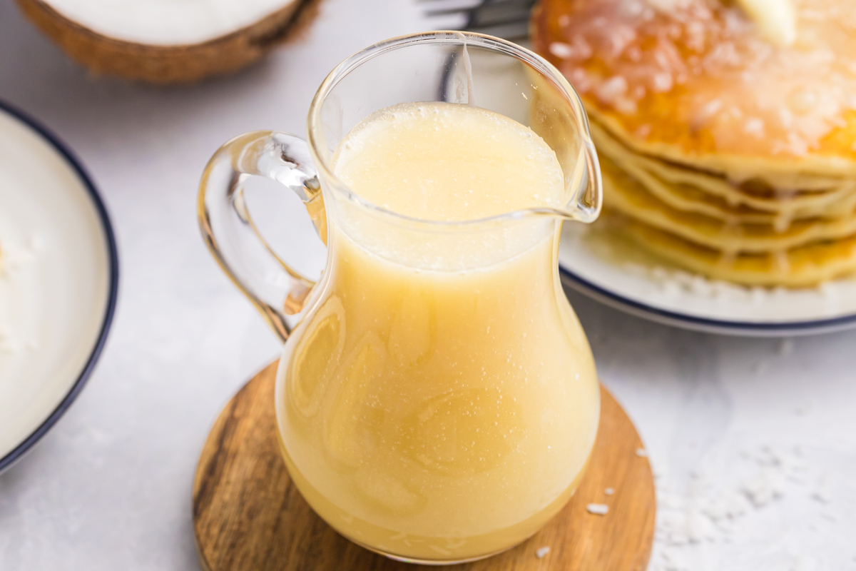 Homemade sweet coconut sauce recipe with coconut milk and cream