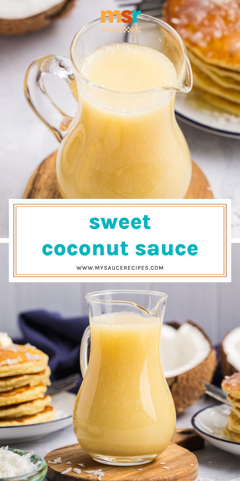 collage of sweet coconut sauce