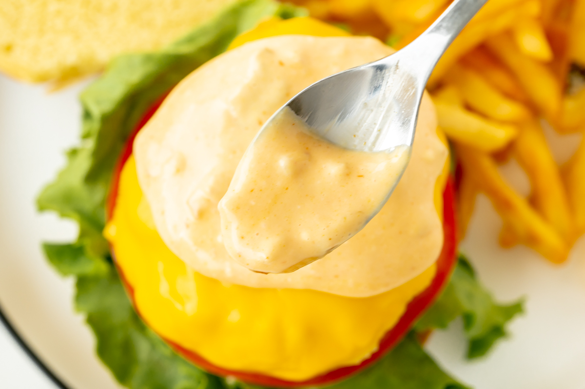 easy burger sauce made with mayo ketchup and relish